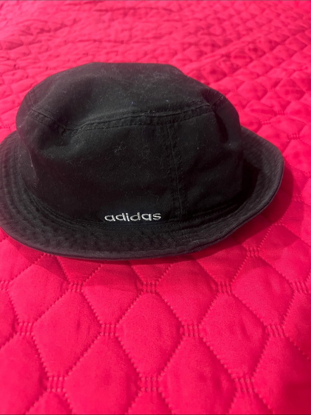 adidas Unisex Black Bucket Hat with White Logo Embroidery